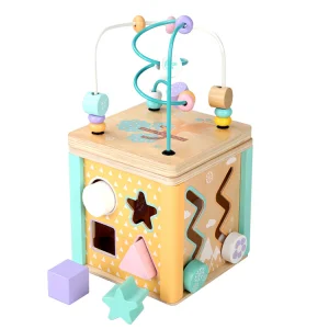 Brinquedos Educativos de Madeira para Bebês Wyx1233 Cubo de Atividades Centro de Brincadeiras para Crianças