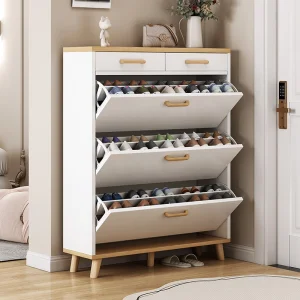 Modern MDF Wooden Shoe Cabinet Small Apartments Simple Home Furniture Shoe Storage Shoe Cabinet With Sliding Door