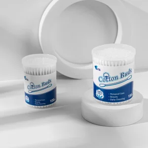 100PCS Eco-Friendly Round Cotton Swabs in Round PP Box