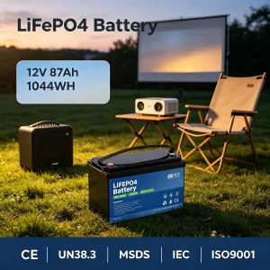 12V 87ah LiFePO4 حزمة بطارية لشحن الأجهزة الإلكترونية في التخييم الخارجي