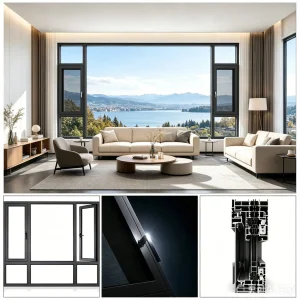 Ventana de aluminio arquitectónica personalizada de seguridad premium, eficiente en energía, con doble acristalamiento, ruptura térmica, a prueba de sonido y de seguridad residencial