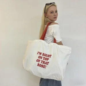 Handmade Customizable Eco-Friendly Women's Canvas Tote Bag Fashion Accessory with Cartoon Print