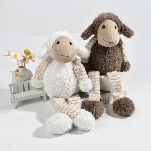 Wholesale Textured Sheep Plush Pair - White & Brown Fluffy Stuffed Animal Dolls Manufacturer, Suppliers