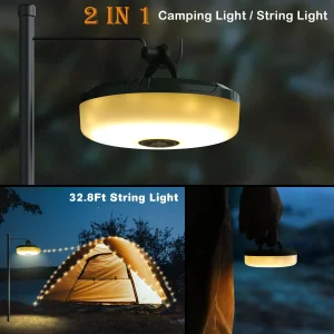 LED Portable Camping String Lights, 2 in 1 USB Rechargeable Outdoor Light Holiday Decoration Lanterns Garden Yard Star Lamp, Adjustable Brightness and 5 Modes