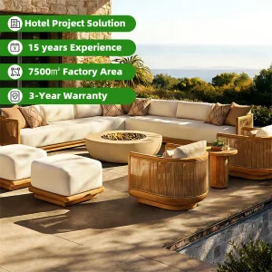 Nordic Outdoor Furniture Modern Teak Modular Sectional Sofa Set