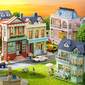 3D DIY Wooden Dollhouse Kit Miniature House with Openable Doors Laser Cut Wood Puzzle Craft for Kids Adults Home Decor Gift