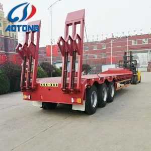 Double Axle Drop Deck Semi Trailer, 30 Ton Low Flatbed Trailer Design for Sale