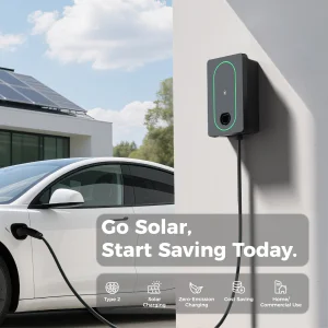 EU Type 2 22kW Wallbox EV Charger Solar Powered DC Charging Station with 16A &amp; 32A,Borne De Recharge Solaire,Solar Car Charger