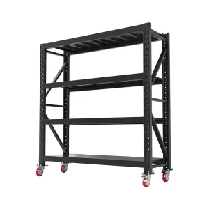 Shibang Portable Light Duty Metal Rack Adjustable Boltless Shelving with Lockable Wheels for Industrial Storage