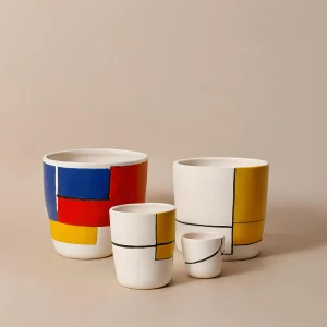 China Ceramic Pots Geometric Design Set of 4