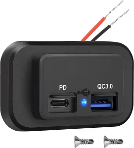 12V USB Outlet Dual Quick Charge 3.0 12V Socket USB Charger and Pd Type-C Power Socket Adapter for RV Marine Motorcycle