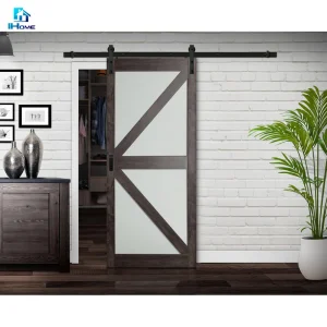 America Style Solid Wood Sliding Glass Barn Exterior Interior Pocket Door Bathroom
