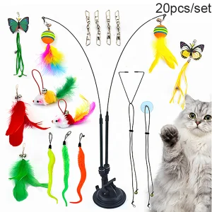 Interactive Cat Toy Set with Suction Cup Base