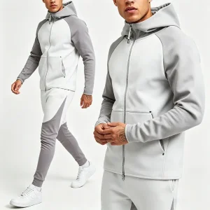 OEM XH-Fashion Custom Logo Color Block Raglan Hoodie Tracksuit