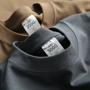 Wholesale 100% Cotton Men's T-Shirt Luxury 300g Unisex Custom Logo Mock Collar Blank Oversized Heavyweight Breathable T-Shirt