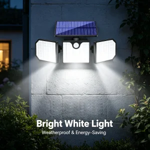 4 Packs ABS Material Solar Motion Sensor Wall Lights Outdoor Security Lighting for Garden IP65 Rated 270 Beam Angle