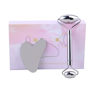 Private Label Metal Guasha Anti Aging Facial Lift Massage 304 Stainless Steel Gua Sha Set Stainless Steel Face Roller