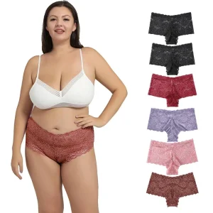 Women's Floral Lace Underwear Panties Plus Size S-4XL Hot Sexy High Rise Knitted Underpants Ladies Fashion Intimates