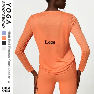 Wholesale Sweat Suits Loosse Workout Gym Top Quick Dry Running Sweatshirt Sweatsuits Women Yoga Longs Sleeve Shirt