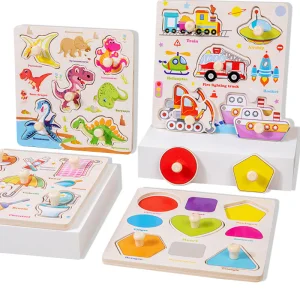 Wooden Hand Grasp Board Toys Kids Educational Shape Matching Game Baby Montessori Cognition Board Toy Children Learning Puzzles
