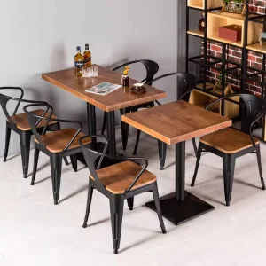 Retro Industrial Style Design Metal Frame bar Dining Table Dining Chairs Rectangular Wooden bar Restaurant Dining Table