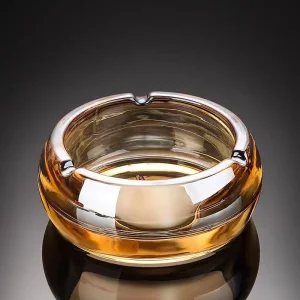 Elegant Gold Glass Ashtray with Spray Color Glassware Tableware