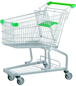 Coin Operated Lock Shopping Supermarket Metallic Trolley Cart