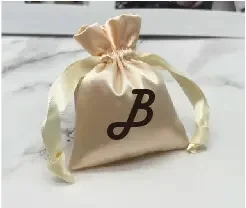 Bolsa de joyería pequeña impresa con logo, bolsa de satén con cordón, bolsa de seda para pelucas, sujetadores, lencería, cosméticos, zapatos
