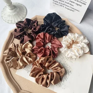 Silky Satin Scrunchies for Women, Soft Elastic Hair Ties No Damage, Solid Color Hair Scrunchies Ponytail Holders