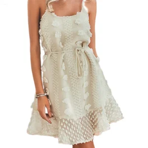 Vestidos de mujer personalizados, vestido mini floral bohemio de satén, vestido casual ecológico vintage de playa para mujeres en verano