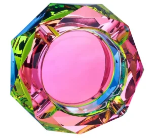 Glass Ashtray - Colorful Cigarette &amp; Cigar Holder for Home, Office, or Tabletop Decoration - Durable Decorative Craft for Indoors &amp; Outdoors