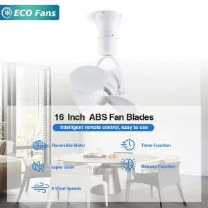 Ceiling Mounted Single Head Fan with Light, Low Profile Flush Mount Fan
