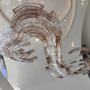 Contemporary Decorative LED Pendant Lamp Customized Metal Crystal Chandelier