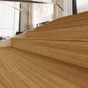 Wear-Resistant Glazed Wood-Effect High-Traffic Commercial Porcelain Stair Tile