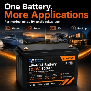 12.8V 600Ah LiFePO4 Battery Pack Deep Cycle Lithium Battery Lead Acid Replacement for RV Marine Solar