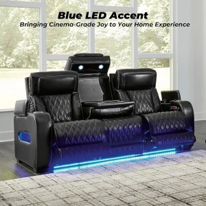 Leather Match Power Reclining Loveseat Modern Design