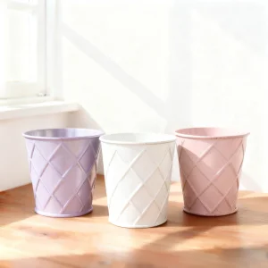 China Elegant Embossed Metal Flower Pots- for Modern Indoor Plant Decoration VDLK5564 Manufacturer, Factories