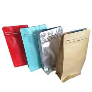 Flat Bottom /Coffe Bag with Zipper and Valve Kraft Paper Aluminum Foil /Coffe Packaging Bags Customizable