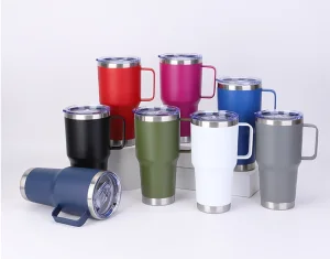 Custom Vacuum Insulated 30oz/40oz Travel Mug Flowstate Stainless Steel Tumbler with Straw