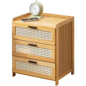 Móveis para Casa Mesa de Escritório Moderna Suporte para Livros Decorativo de Bambu Criado-Mudo Moderno com Gaveta