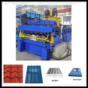 Máquina de fabricación de paneles de techo de acero color de doble Pbr, máquina de conformado en frío para techos de metal, venta caliente en EE. UU