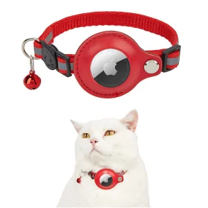 Fashionable Reflective Adjustable Breakaway Safety Pet Anti-Lost Cat Collar with Airtag Holder