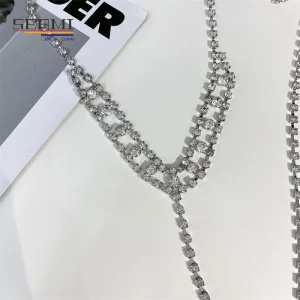 سلسلة جسم ماسية متلألئة مثيرة مبالغ فيها لسلسلة صدر البدلة