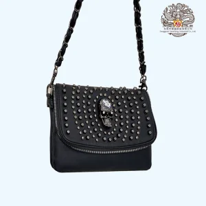 Bolsa de Mão Vintage Punk Estilosa para Mulheres - Satchel de PU Trendy