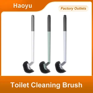 Multi-Angle Toilet Brush Curved Toilet Brush Curved Angled Toilet Cleaning Brush Bathroom Toilet Brush Plastic Long-Handle Angled-Head Toilet Cleaning Brush