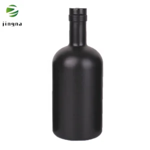Jingna Matte Black Empty 200ml 375ml 500ml Round Mini Spirit Liquor Tequila Brandy, Vodka Whisky Wine Alcohol Beverage Drink Glass Bottle with Cork Top