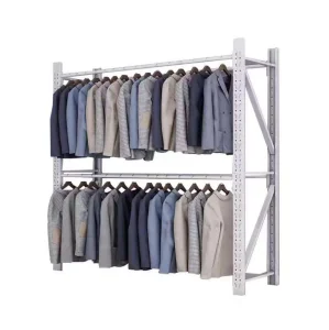 Black and White Clothing Display Rack, Metal Clothing Storage Rack and Iron Clothes Hanger in the Clothing Store garage shelving
