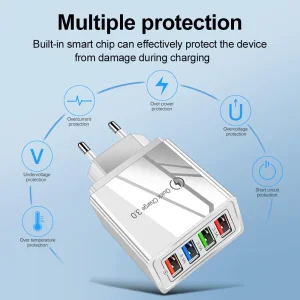 محطة شحن سريعة متعددة المناطق مع 4 منفذ USB