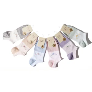 Watermelon Red High Quality Cute Striped Plaid Women Cotton Ankle Socks