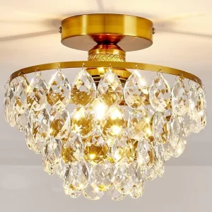 Modern Crystal Chandelier Semi Flush Mount